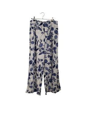 ELLA MOSS | XL Blue Floral Linen Blend Wide Leg Pants
